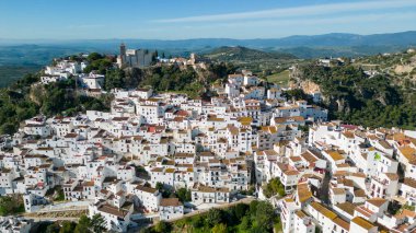 İspanya 'nın Malaga eyaletindeki güzel beyaz Casares köyünün manzarası
