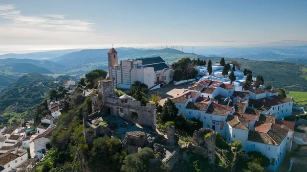 stock image view of the beautiful white village of Casares in the province of Malaga, Spain.