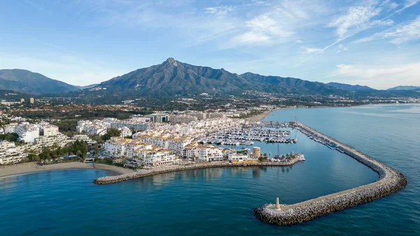 Pohled Přístav Banus Krásný Modrý Den Pobřeží Marbella Andalusie — Stock fotografie