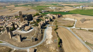 İspanya 'nın Navarre bölgesindeki güzel Artajona çitlerinin manzarası