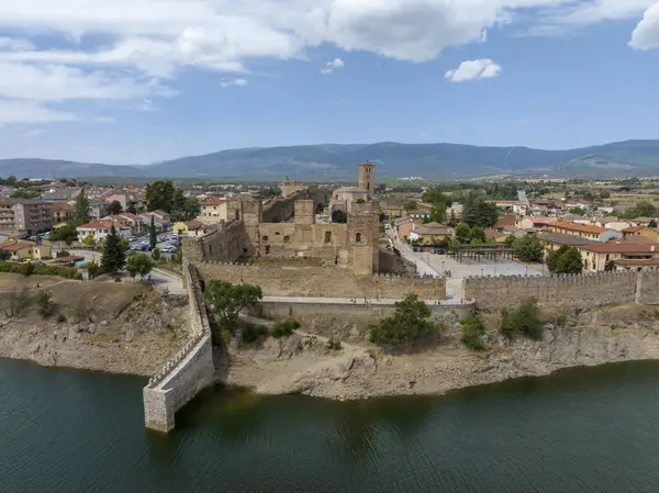 stock image aerial view of the municipality of Buitrago de Lozoya in the community of Madrid, Spain