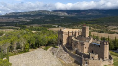 Navarra, İspanya 'daki Javier kalesinin hava manzarası.