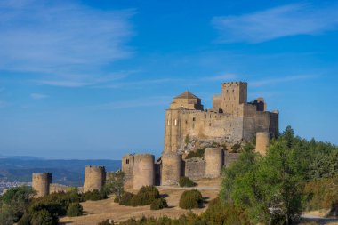 view of the beautiful abbey castle of Loarre in the province of Huesca, Spain. clipart