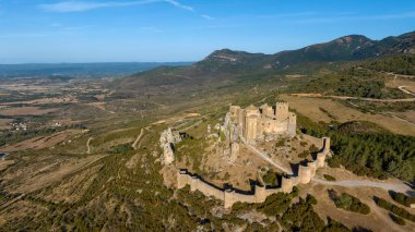 aerial view of the beautiful abbey castle of Loarre in the province of Huesca, Spain. clipart