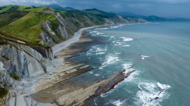 İspanya 'nın Bask ülkesindeki Zumaya kıyılarının havadan görünüşü.