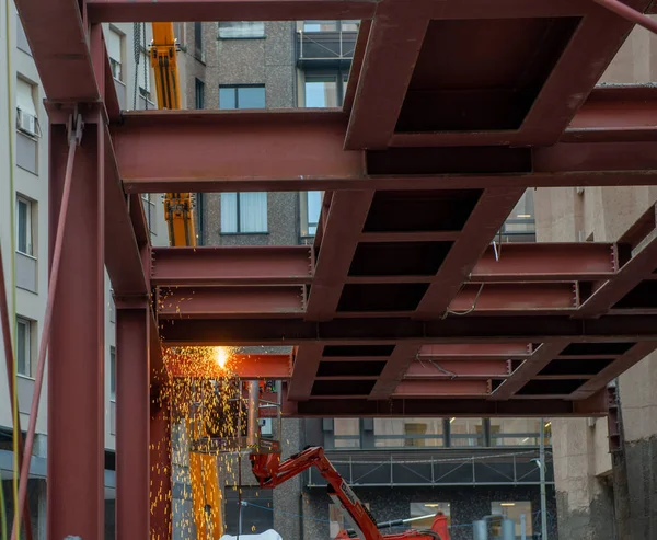 Milão Itália Outubro 2022 Demolição Estrutura Ferro Com Maçarico — Fotografia de Stock