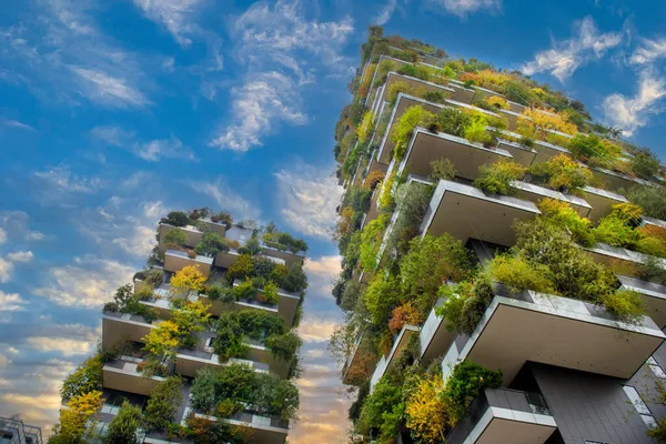 Milan Talya Ekim 2022 Bosco Verticale Milano Dünyanın Güzel Çevreci — Stok fotoğraf