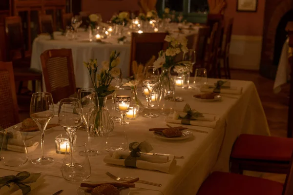 Table Préparée Pour Banquet Mariage — Photo
