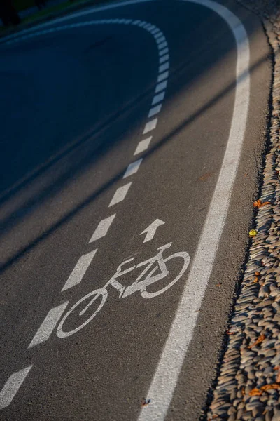 Asfalt Väg Med Cykelbana Ränder — Stockfoto