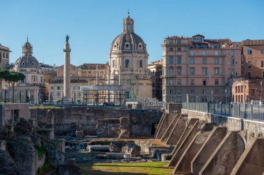 Roma İtalya 15 Mart 2023: Roma İmparatorluk forumlarının arkeolojik sahası