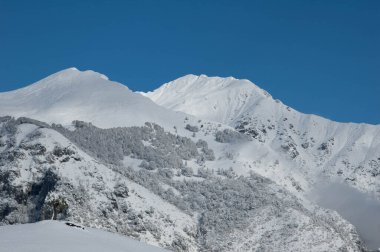 Kışın karlı Dolomitler