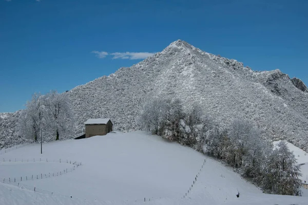Dolomitas Montanhas Inverno Com Neve — Fotografia de Stock