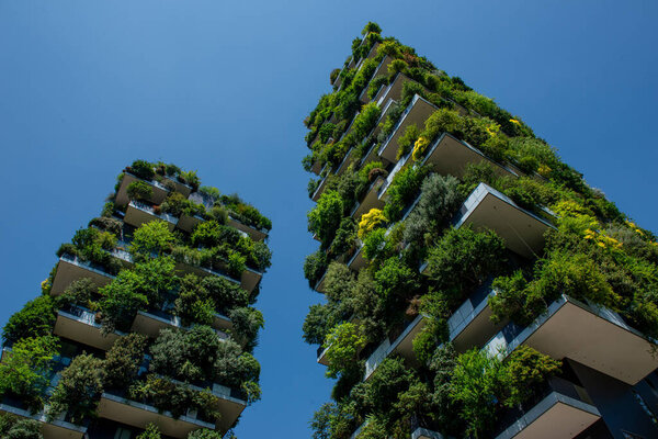 Милан Италия 24 июня 2023: Bosco Verticale представляет собой комплекс из двух жилых башен, спроектированных студией Boeri и расположенных в деловом районе Милана, в районе Изола