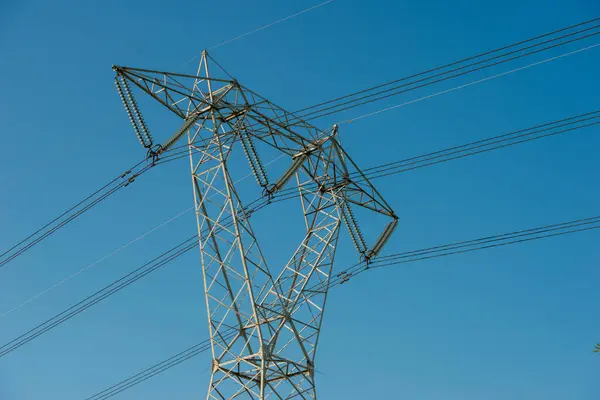 Electricity Pylon High Voltage Open Countryside — Stock Photo, Image