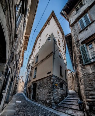 Stone streets in the old part of Bergamo clipart