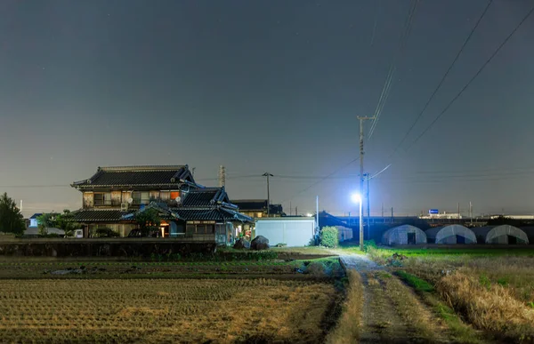 Venkovská Cesta Velkou Japonskou Farmu Noci Kvalitní Fotografie — Stock fotografie