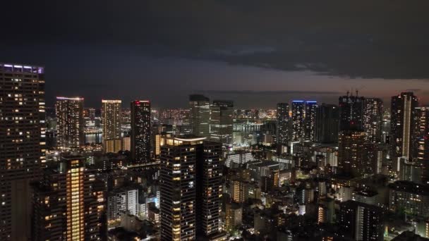 Elevados Escritórios Apartamentos Cidade Moderna Noite Imagens Alta Qualidade — Vídeo de Stock