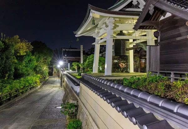 Mur Extérieur Grande Cloche Temple Japonais Nuit Photo Haute Qualité — Photo