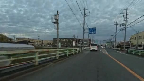 Hyperlapse Їдуть Через Маленьке Місто Японія Сутінках Кадри Високої Якості — стокове відео