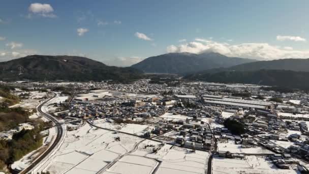 Snow Covered Fields Sekigahara Sunny Winter Day High Quality Footage — Stock Video
