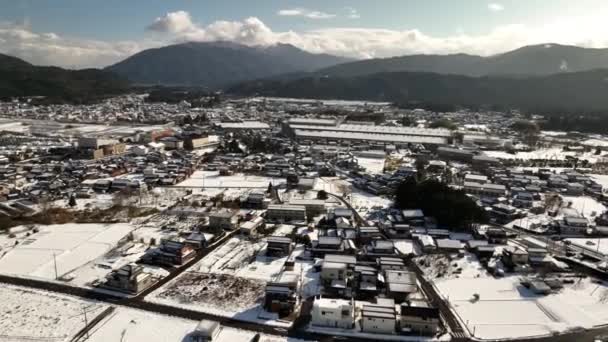 Aerial View Sekigahara Winter Small Town Gifu Prefecture Central Japan — Stock Video