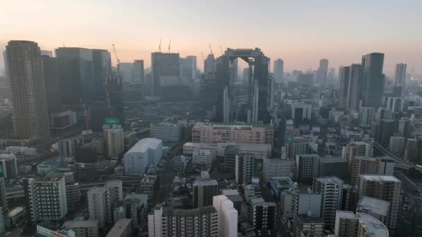 Осака Япония Января 2023 Года Умеда Скай Билдинг Строительные Краны — стоковое видео