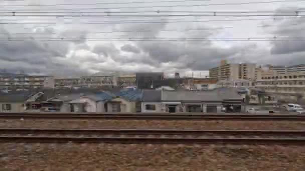 Hyperlapse View Train Japanese City Stop Station High Quality Footage — Vídeo de stock