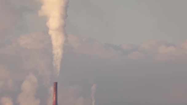 Industrial Chimney Emitting Smoke Hot Gas Atmosphere High Quality Footage — 비디오
