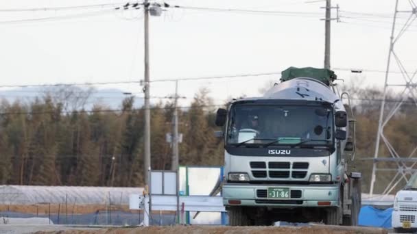 Hyogo Japan January 2023 Cement Mixer Pulls Parking Spot Construction — Vídeos de Stock
