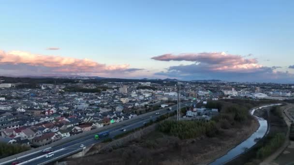 Akashi Japão Janeiro 2023 Caminhões Carga Tráfego Ligeiro Estrada Através — Vídeo de Stock