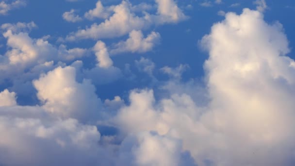 Bolyhos Fehér Felhők Kora Reggeli Ragyogással Felső Légkörben Kiváló Minőségű — Stock videók