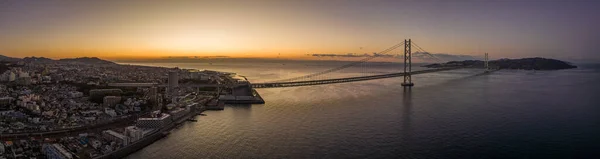 Панорамный Вид Воздуха Мост Акаси Между Майко Островом Авадзи Высокое — стоковое фото