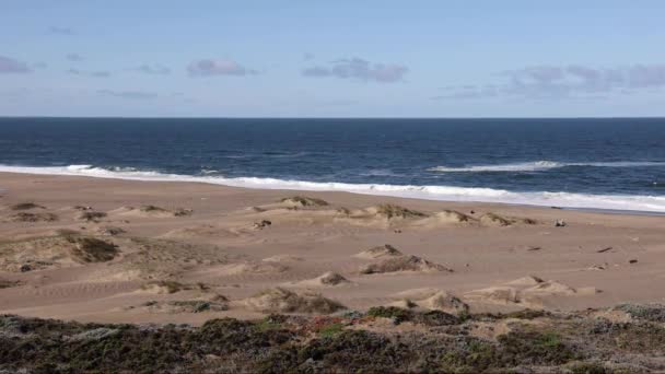 Small Waves Break Empty Beach Point Reyes California High Quality — Stock Video