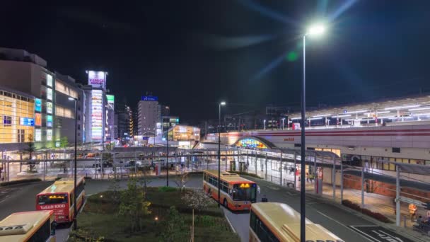 Akashi Japonia Marca 2023 Autobusy Czekają Aby Odebrać Pasażerów Rondzie — Wideo stockowe