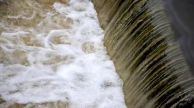 Küçük şelalenin akıntısına sıkışmış plastik su şişesi. Yüksek kalite 4k görüntü