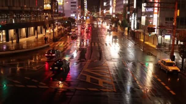 Osaka Japonya Nisan 2023 Yağmurlu Bir Gecede Sessiz Umeda Kavşağında — Stok video