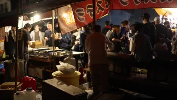 Като Япония Мая 2023 Года Продовольственные Ларьки Толпа Японском Ночном — стоковое видео