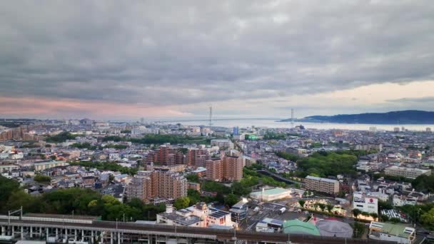 Akashi Japan Mei 2023 Luchtfoto Van Stad Brug Naar Awaji — Stockvideo