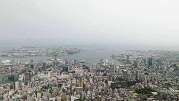 Vista Centro Kobe City Port Island Porto Dia Ensolarado Imagens — Vídeo de Stock