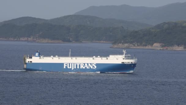 Awaji Japonia Maja 2003 Statek Towarowy Fujitrans Płynie Wybrzeży Wysokiej — Wideo stockowe