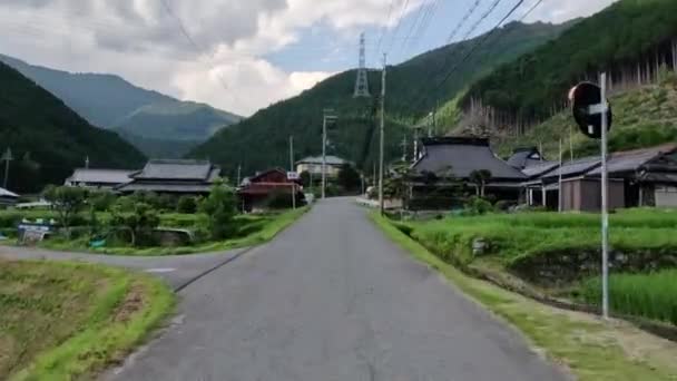 Immersioni Case Giapponesi Tradizionali Piccolo Villaggio Montagna Filmati Alta Qualità — Video Stock
