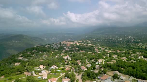 Vista Aérea Grandes Casas Campo Colinas Verdes Francia Rural Día — Vídeos de Stock
