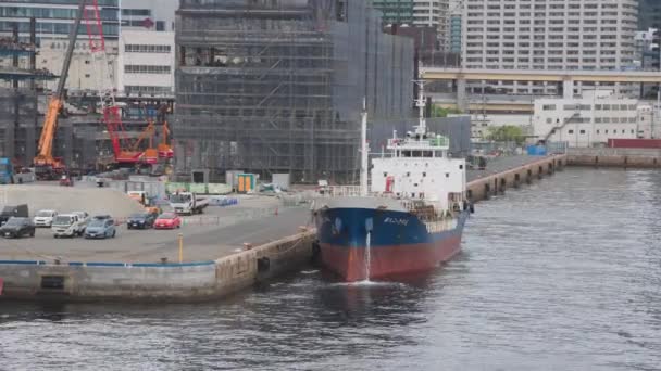 Kobe Japonya Eylül 2023 Şehir Limanına Yanaşan Küçük Geminin Pruvasından — Stok video