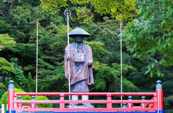 Shodoshima Giappone Settembre 2023 Statua Pellegrino Errante Abiti Tradizionali Cappello — Foto Stock