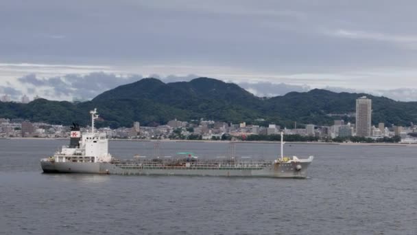 Kobe Japan September 2023 Fahrt Mit Einem Kleinen Frachtschiff Durch — Stockvideo