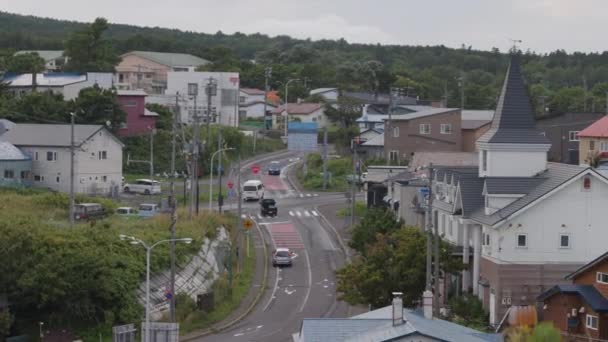 Rishirifuji Japão Agosto 2023 Vista Edifícios Trânsito Ligeiro Cruzamento Centro — Vídeo de Stock