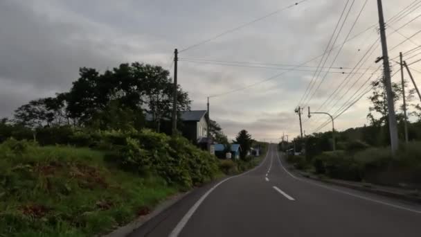 Japonya Nın Hokkaido Kentindeki Rishiri Adası Ndaki Kır Evlerinin Önünden — Stok video