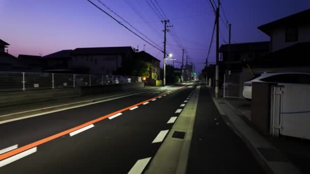Predawn Walk Empty Street Quiet Residential Neighborhood Japan High Quality — Stock Video