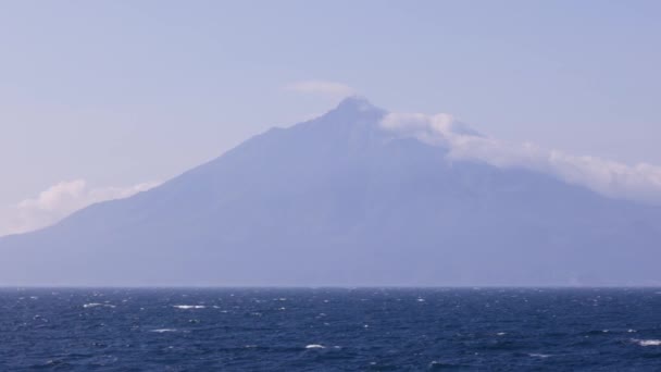 Klidné Modré Vody Japonském Moři Rishiri Sopečném Ostrově Hokkaidu Vysoce — Stock video
