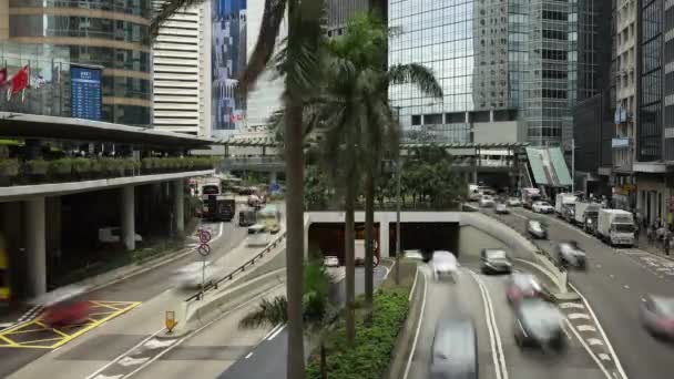 Hong Kong Agosto 2023 Desfasamento Temporal Tráfego Carros Ônibus Movimentado — Vídeo de Stock